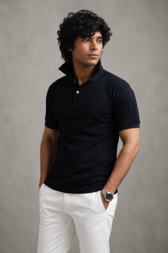 Navy Pique Polo