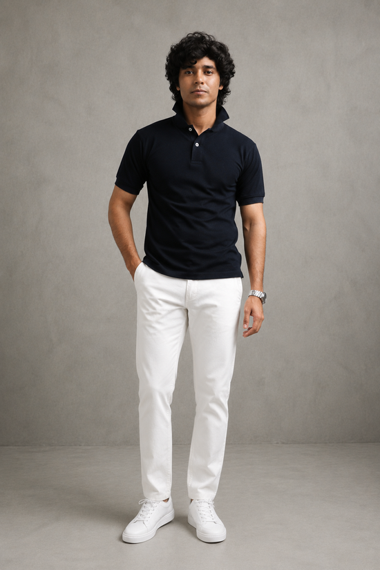 Navy Pique Polo