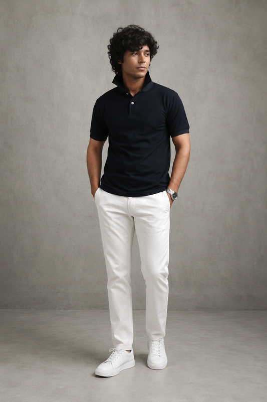 Navy Pique Polo