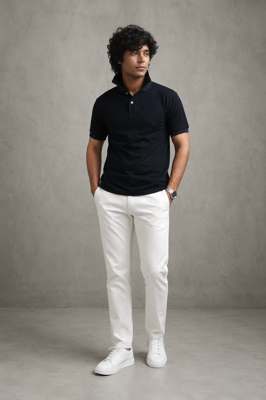 Navy Pique Polo