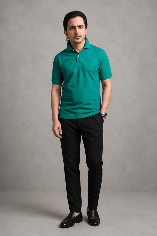 Green Pique Polo