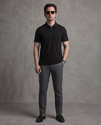 Black Pique Polo