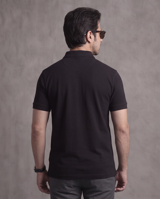 Black Pique Polo