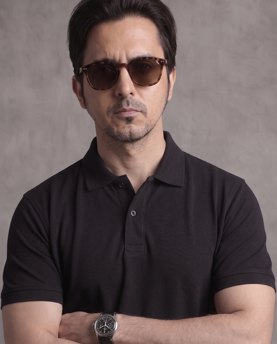 Black Pique Polo