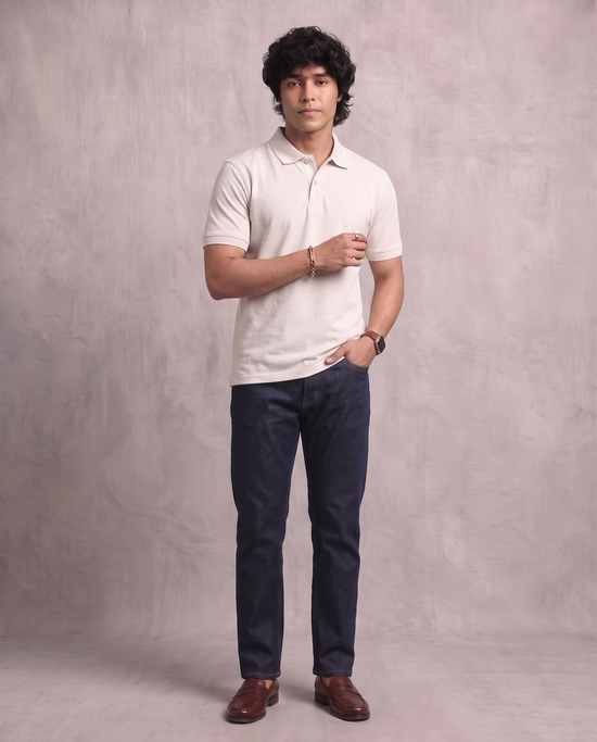 Ecru Pique Polo