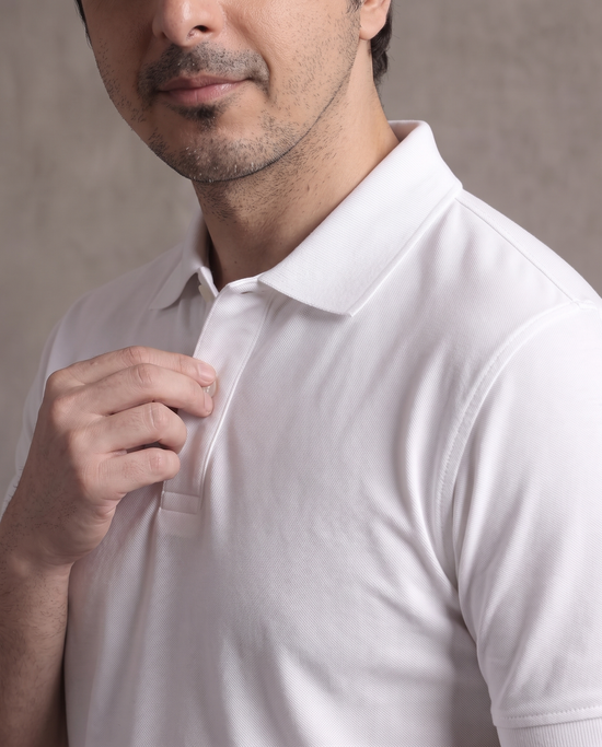 White Pique Polo