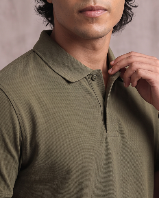 Olive Pique Polo