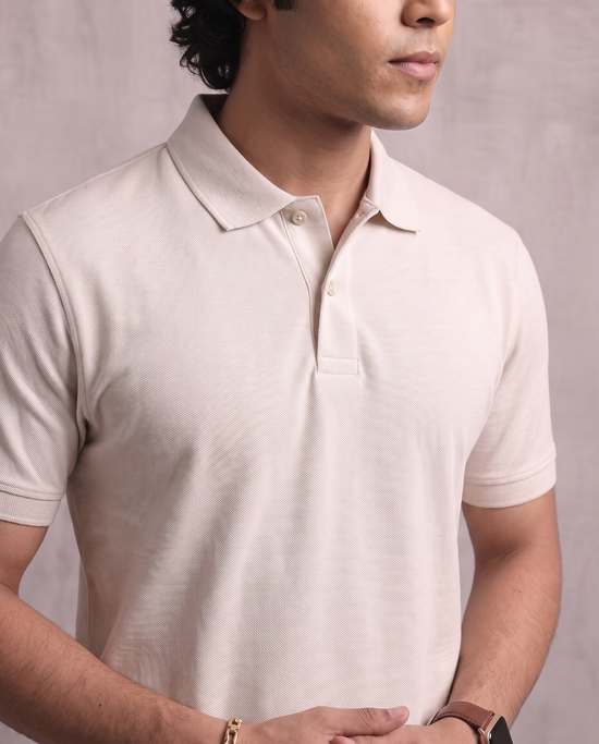 Ecru Pique Polo