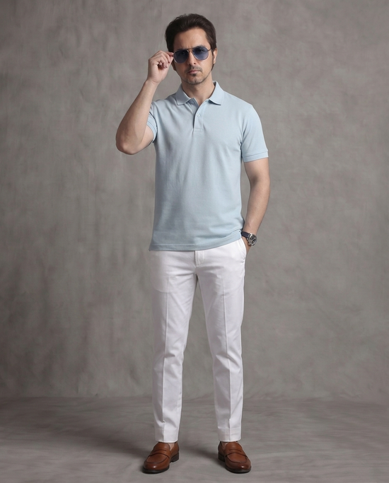 Sky Blue Pique Polo