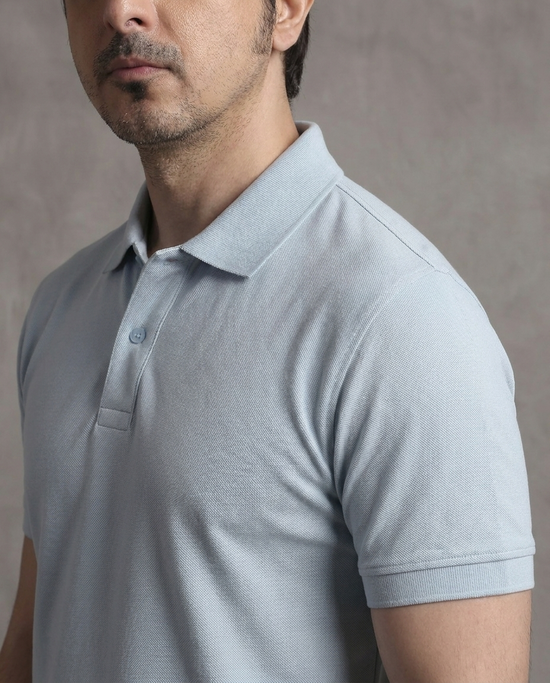 Sky Blue Pique Polo