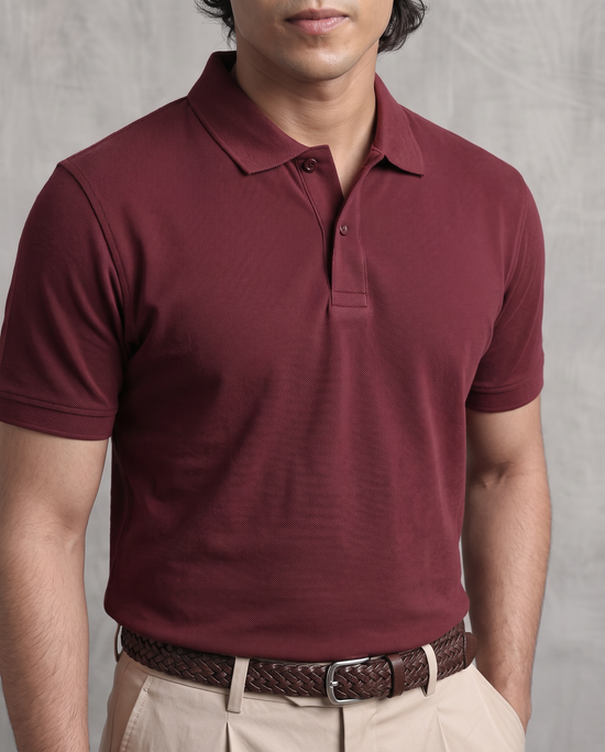 Maroon Pique Polo