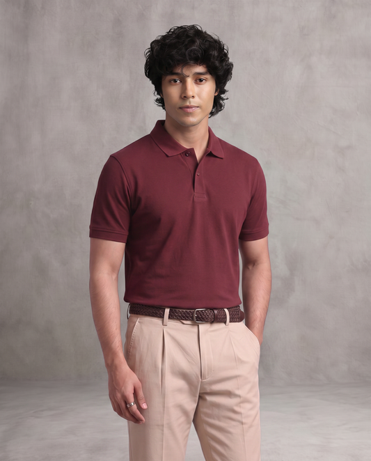 Maroon Pique Polo
