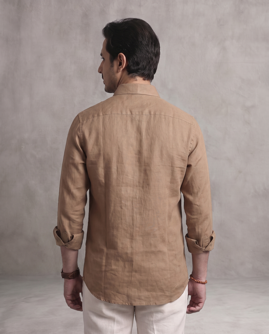 Mocha Brown Linen Blend Shirt
