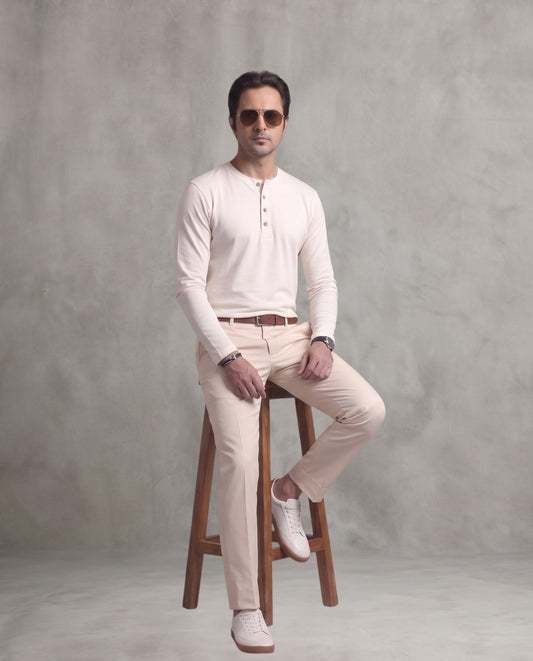 White Full Sleeve Henley
