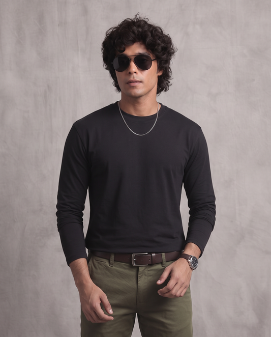Black Heavyweight Full Sleeve T-Shirt