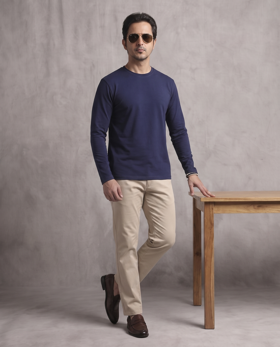 Denim Blue Heavyweight Full Sleeve T-Shirt