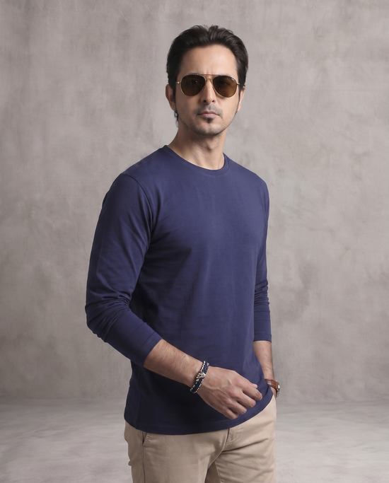 Denim Blue Heavyweight Full Sleeve T-Shirt
