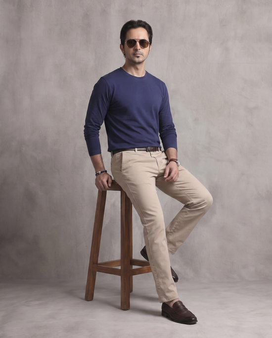 Denim Blue Heavyweight Full Sleeve T-Shirt