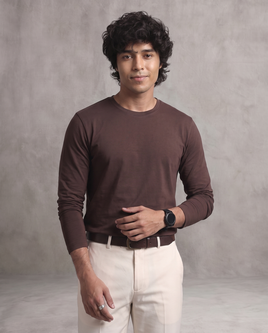 Brown Heavyweight Full Sleeve T-Shirt