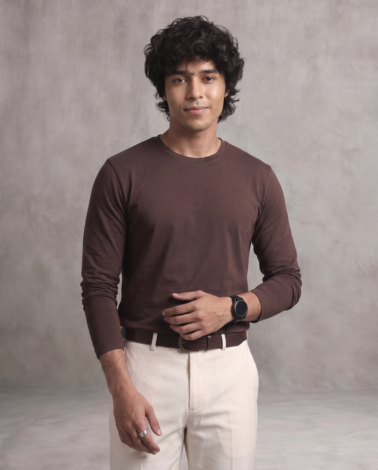 Brown Heavyweight Full Sleeve T-Shirt