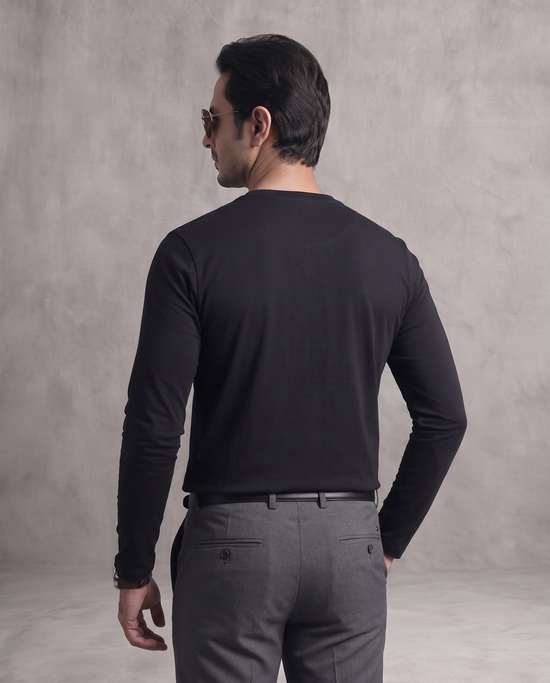Black Full Sleeve Henley