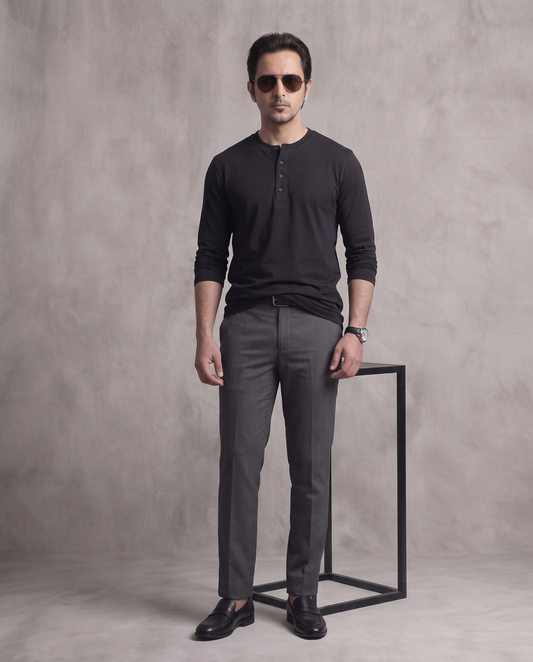 Black Full Sleeve Henley