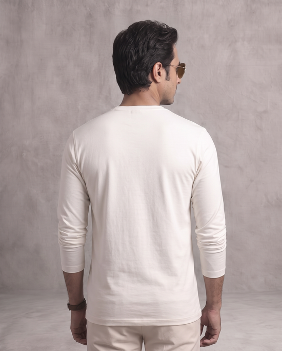 White Full Sleeve Henley