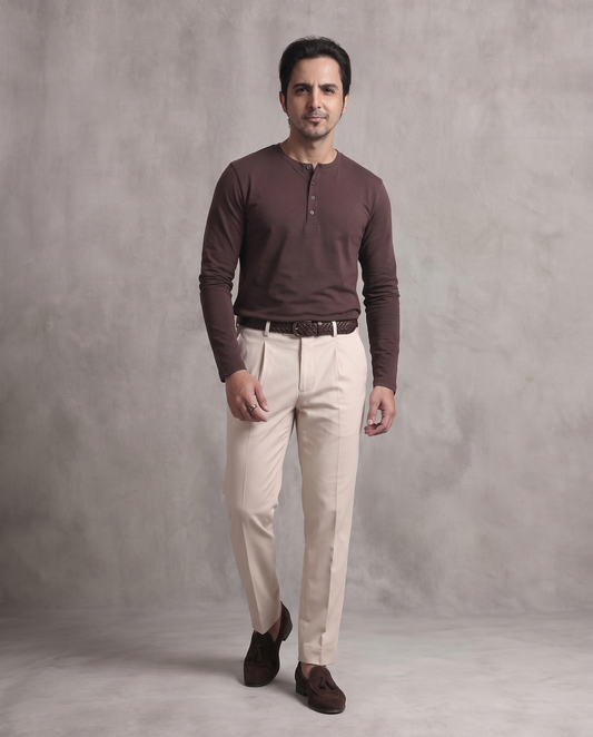 Brown Full Sleeve Henley