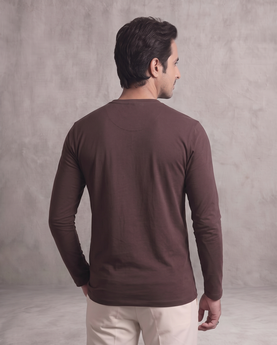 Brown Full Sleeve Henley