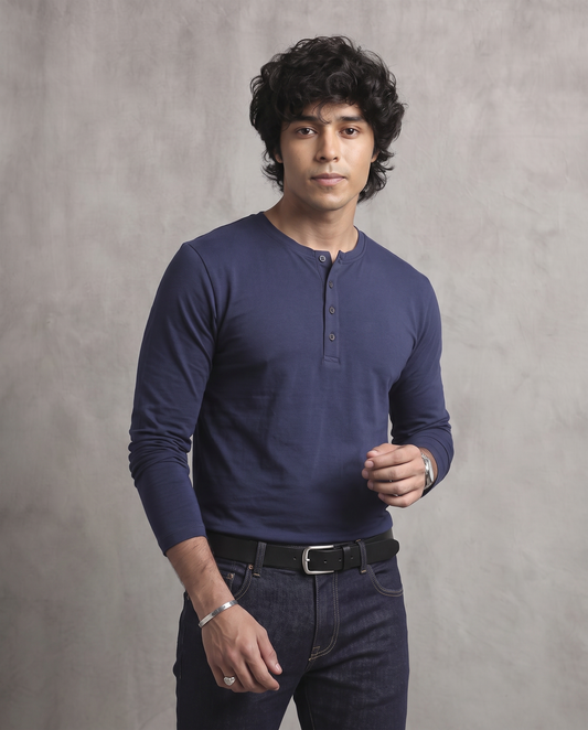 Blue Full Sleeve Henley