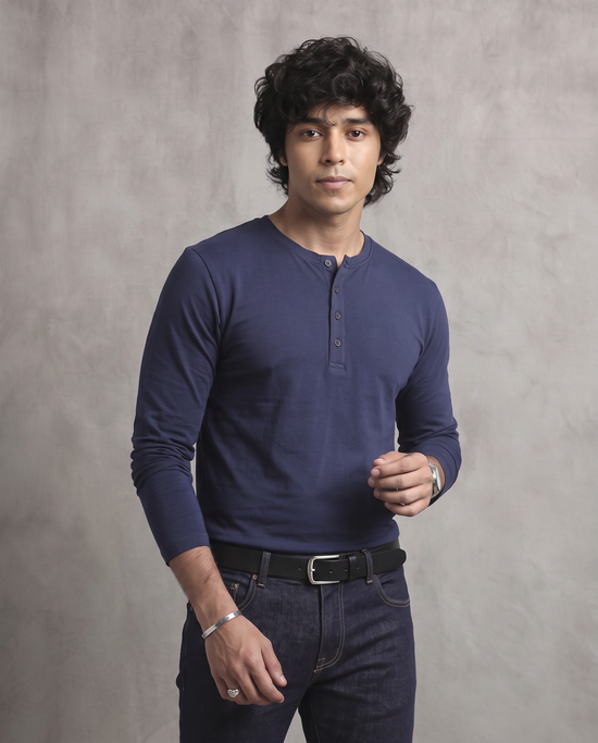 Blue Full Sleeve Henley