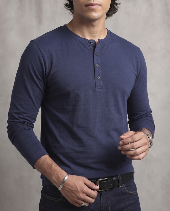 Blue Full Sleeve Henley