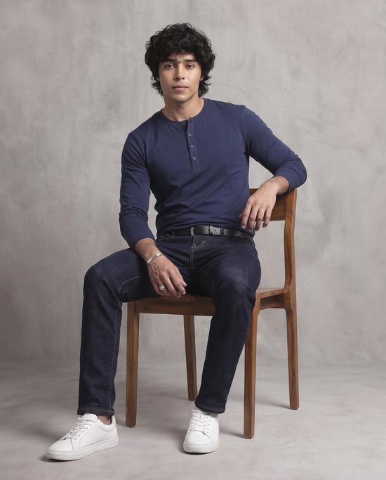 Blue Full Sleeve Henley