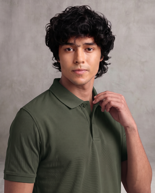 Olive Pique Polo