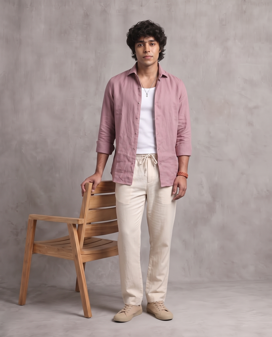 Dusty Pink Linen Blend Shirt
