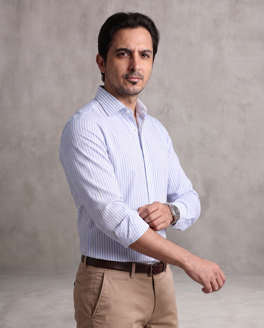 Blue Thin Stripe Oxford Shirt