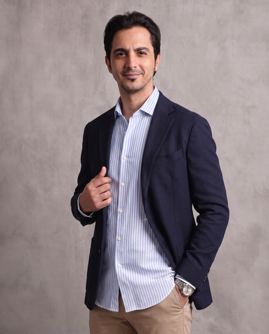 Blue Thin Stripe Oxford Shirt