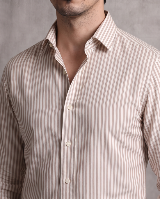 Brown Thin Stripe Oxford Shirt