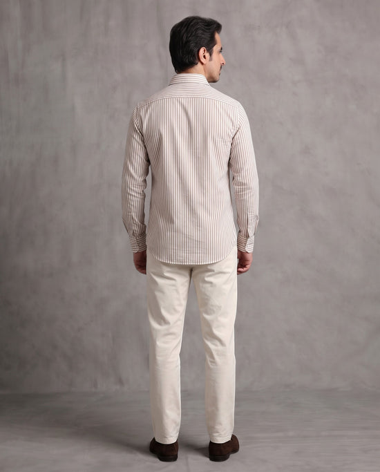Brown Thin Stripe Oxford Shirt
