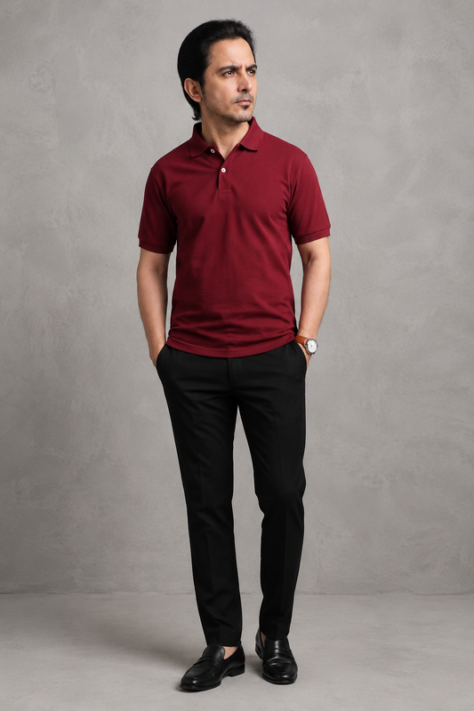 Maroon Pique Polo