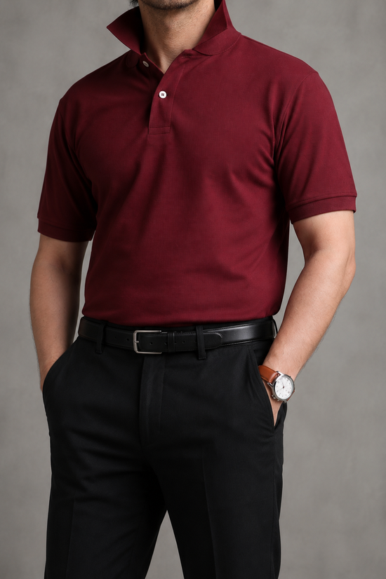 Maroon Pique Polo