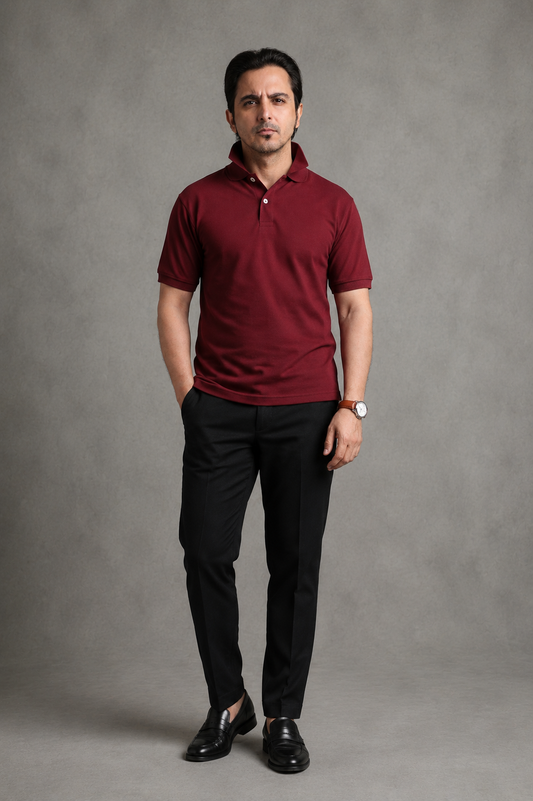 Maroon Pique Polo