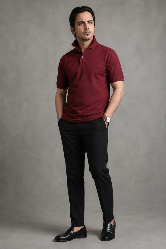 Maroon Pique Polo