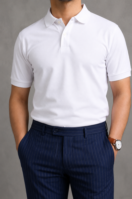 White Pique Polo