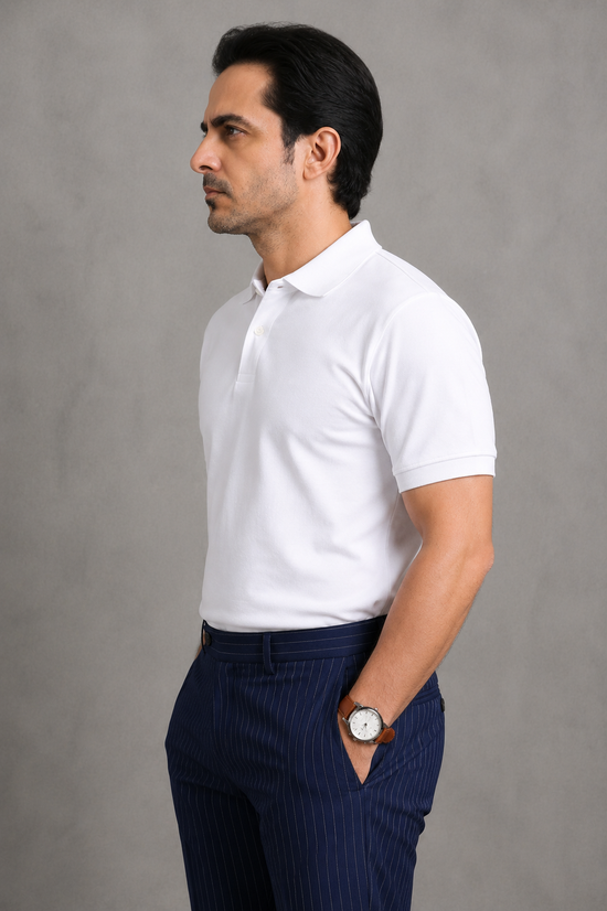 White Pique Polo